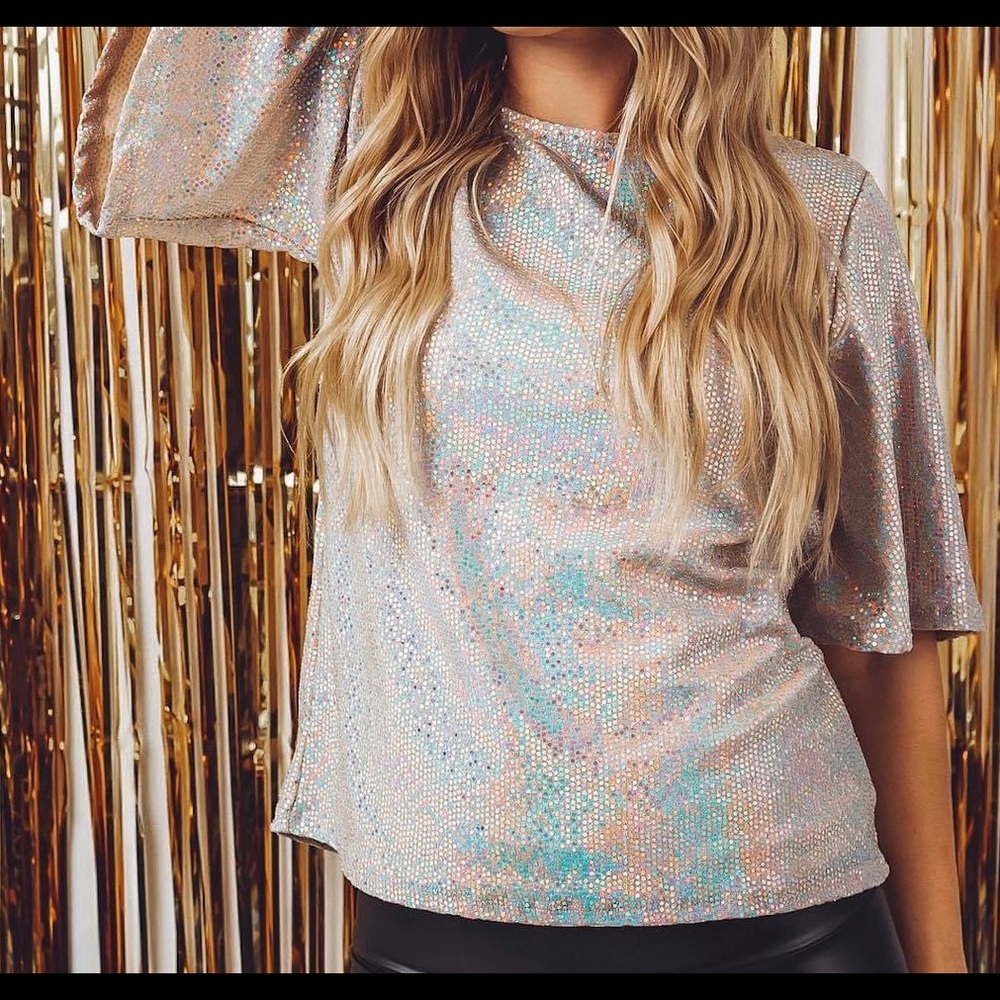 White Sequins Top - Large